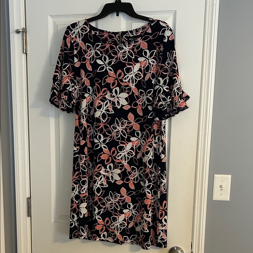 Floral Print Flutter Sleeve A Line Dress